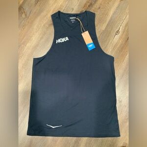 New Hoka One One Tank Top Singlet Running Training 1116995 Black Mens Sz M